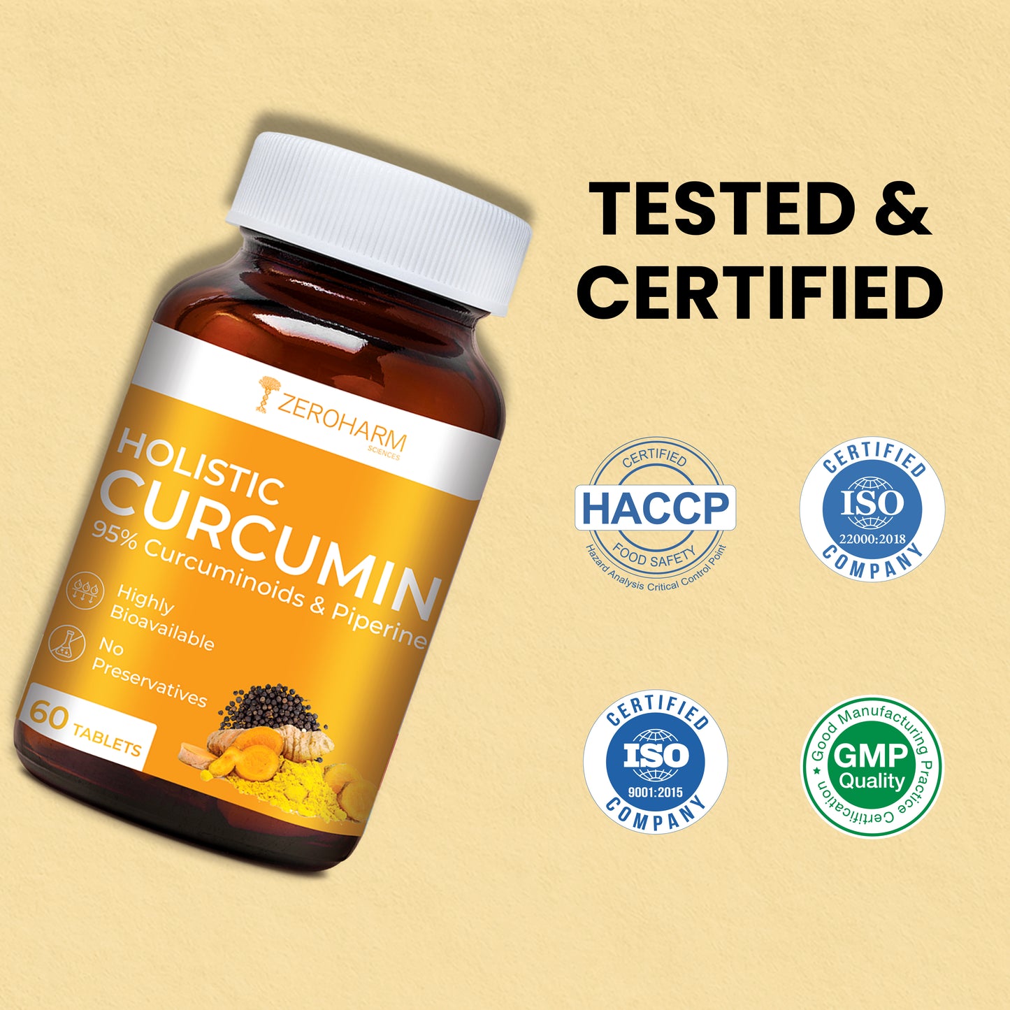 Holistic Curcumin Tablets With 95% Curcuminoids & Piperine