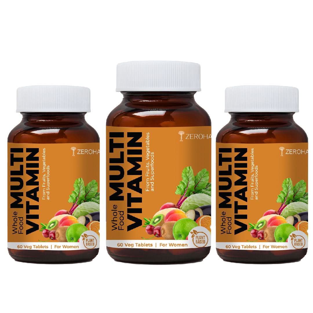3 glass bottles of health supplements for women