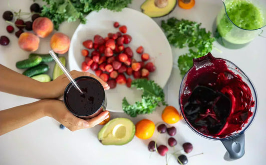 Fresh fruit and vegetable detox smoothies for natural blood purification and body cleansing.