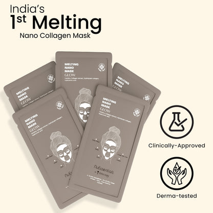 NuEssentials Glow Mask: 5 Nano Melting Collagen Mask Pouches (35 Patches Overall)