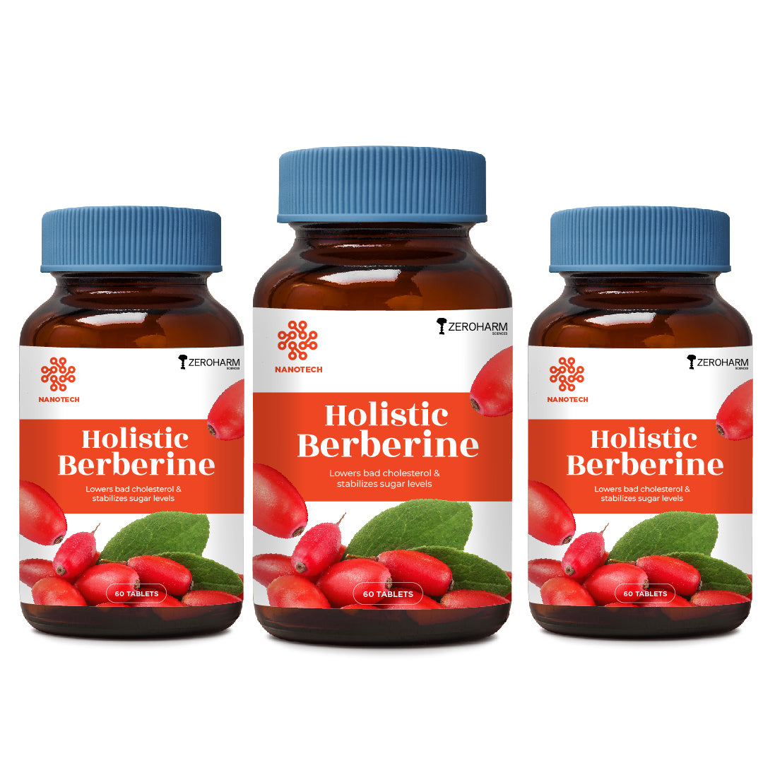 three glass bottles of insulin tablets with berberine extract