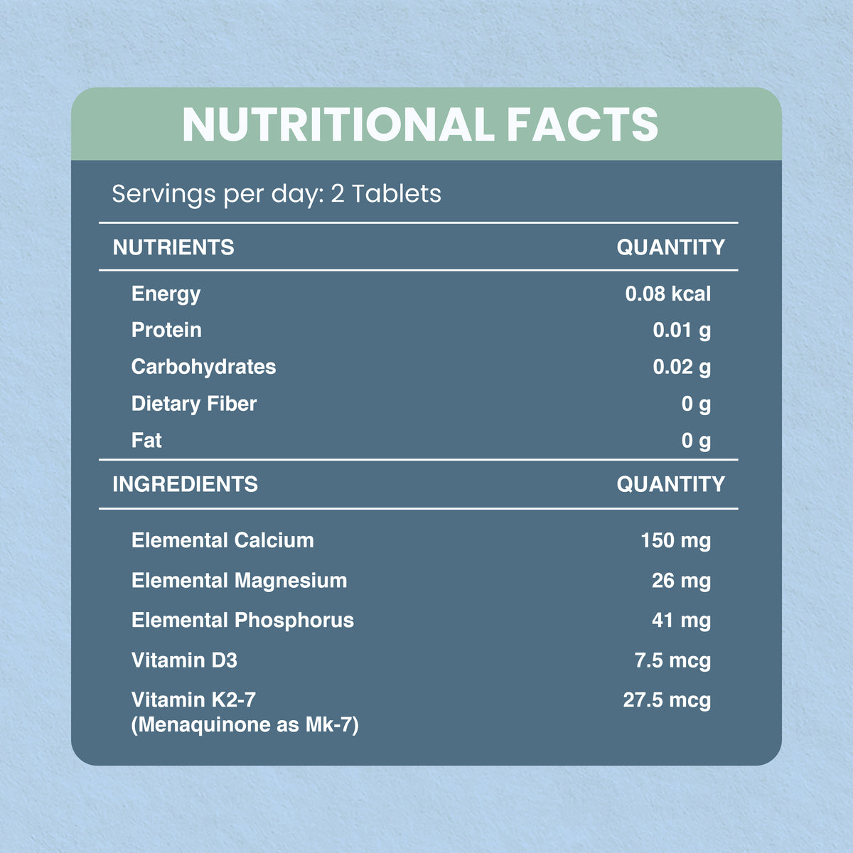 Holistic Calcium Tablets With Vitamin D3 & K2-7