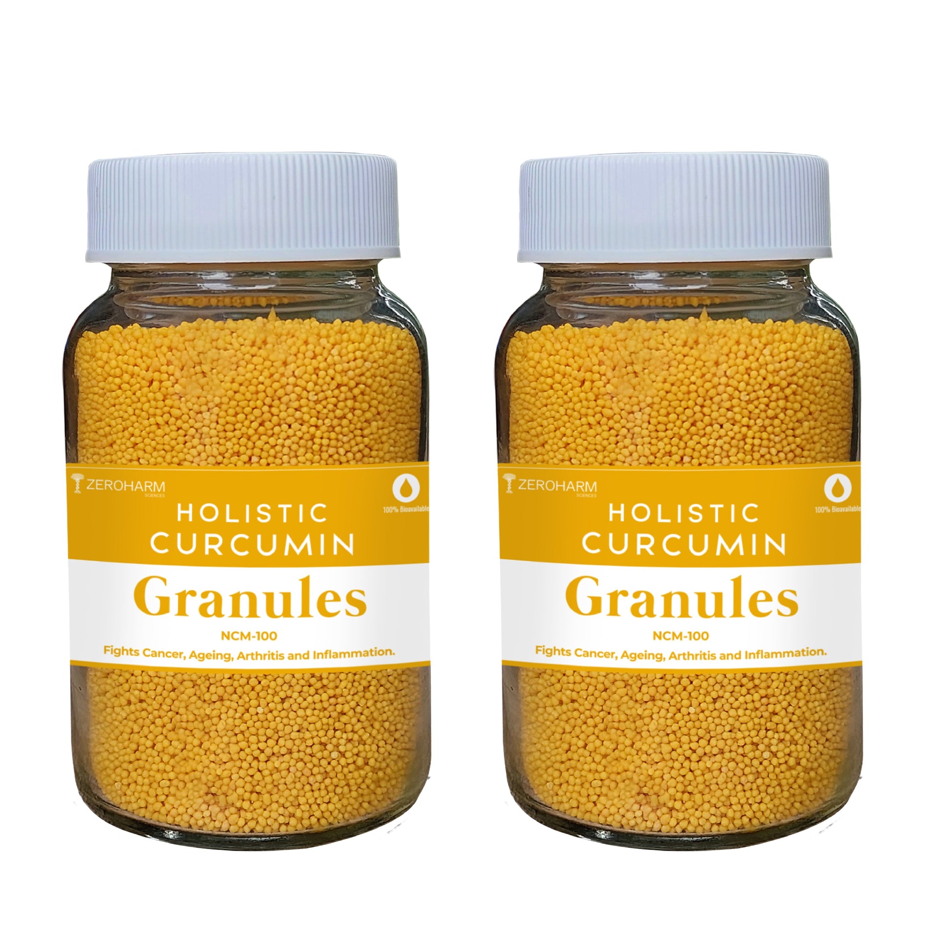 curcumin granules with two glass bottles