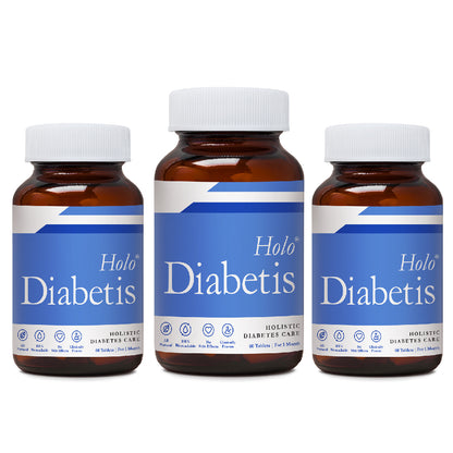 three glass bottles of diabetes supplements