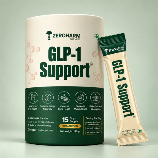 Zeroharm GLP-1 Support supplements supports healthy weight management, active metabolism, and energy goals.