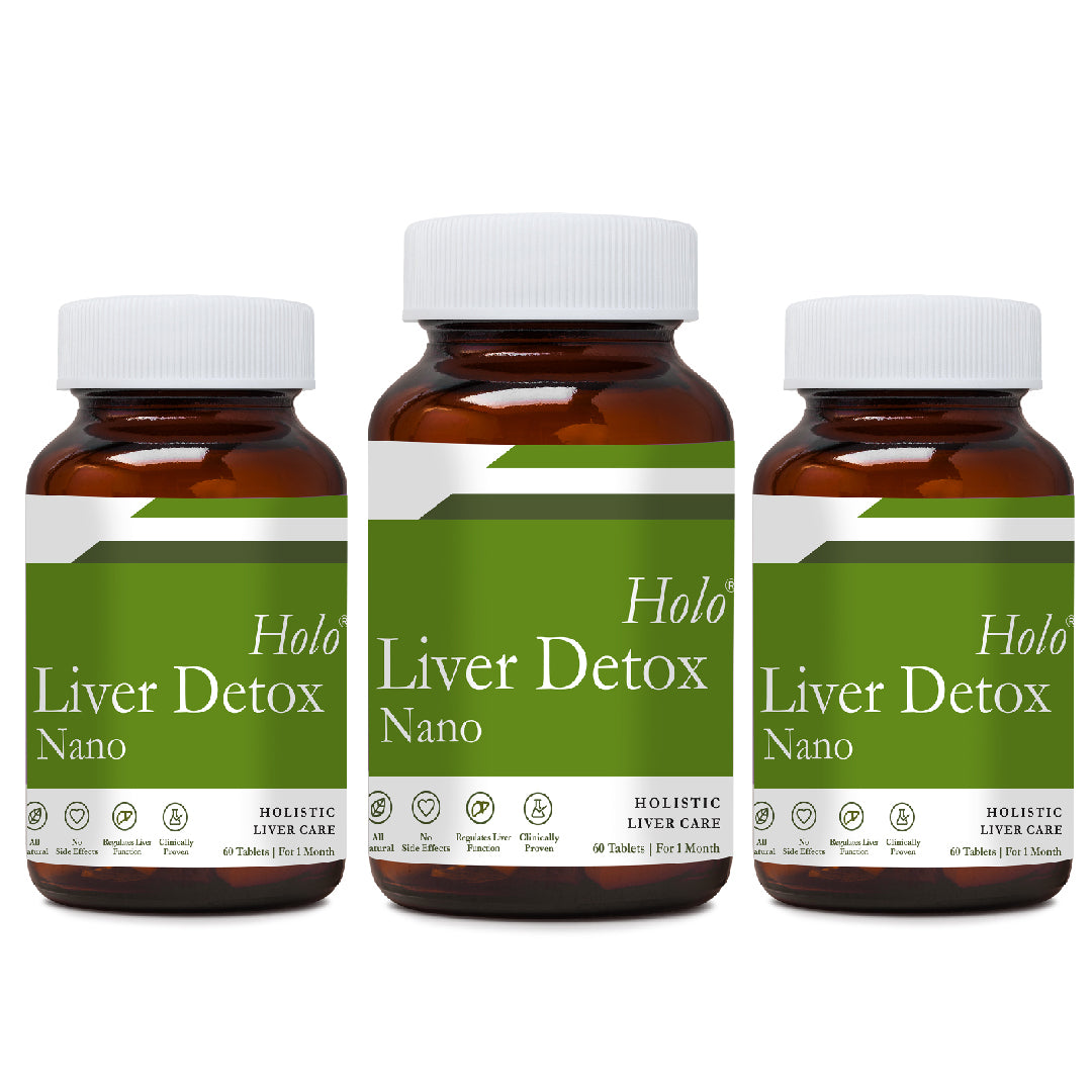 three glass bottles of natural liver health supplements