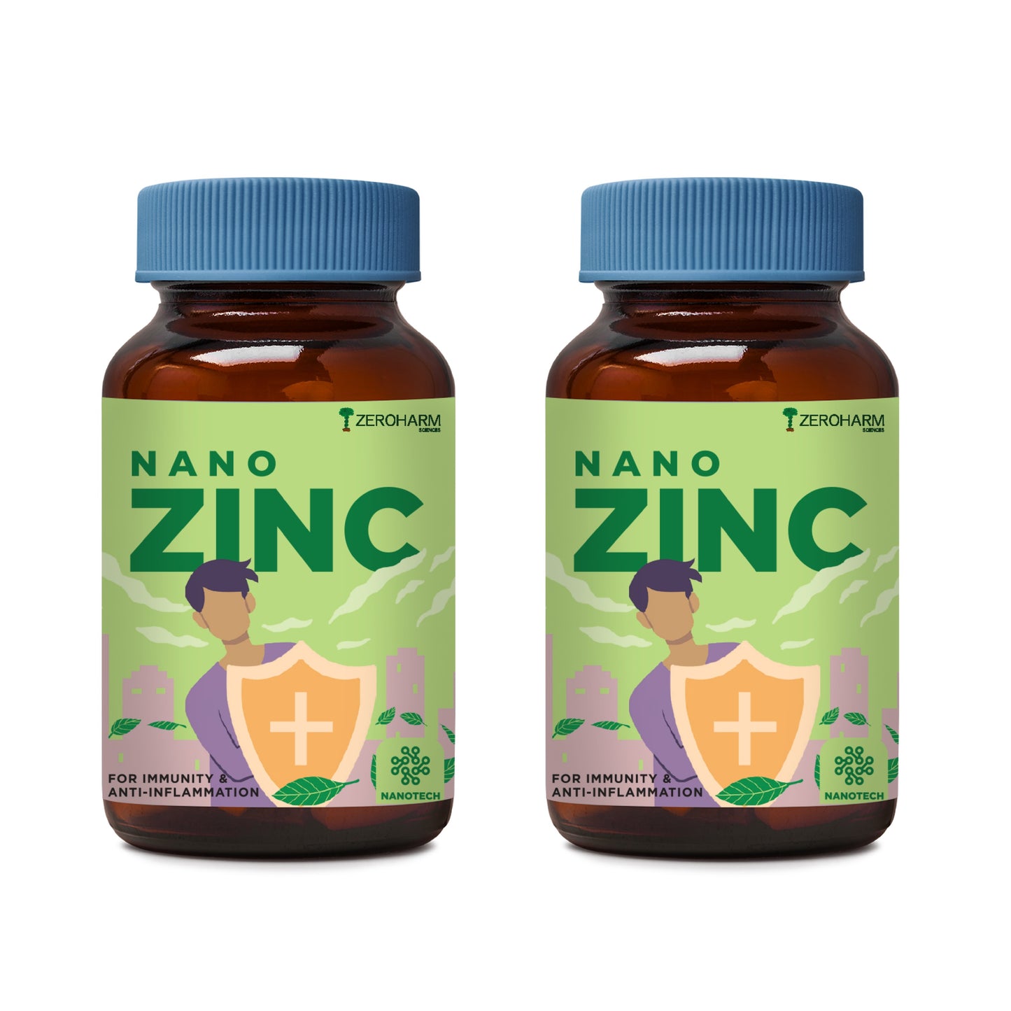 two glass bottles of zinc supplement tablets