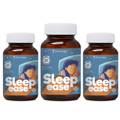 three glass bottles of natural sleep pills