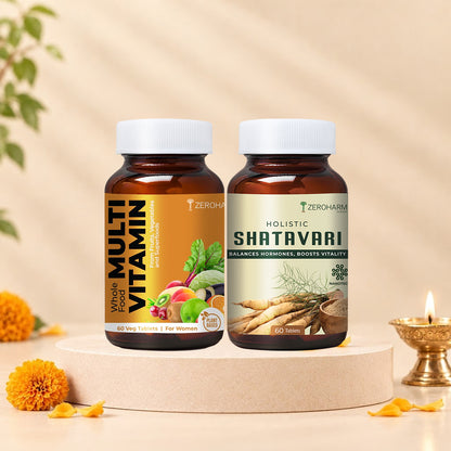 The Women's Wellness Duo: Shatavari + Multivitamin for Women