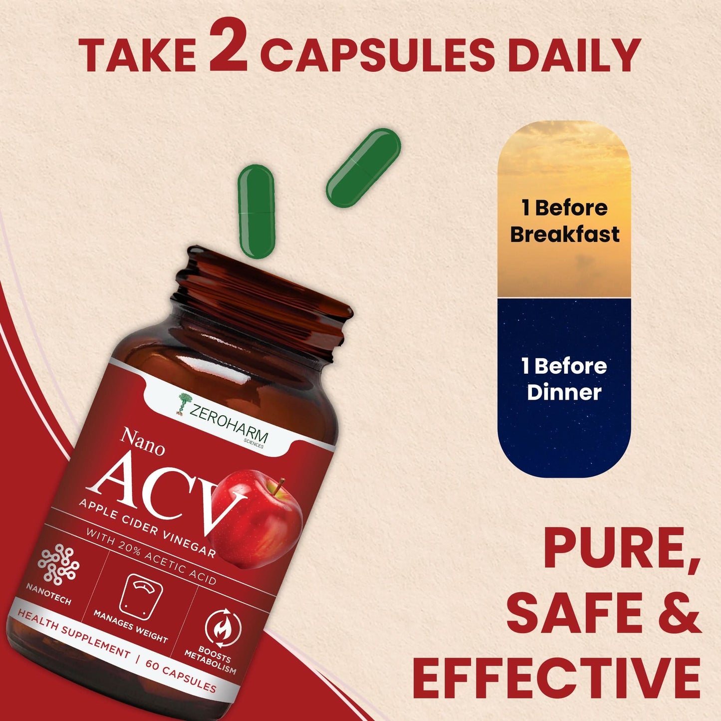 ZeroHarm Nano Apple Cider Vinegar Capsules - Zeroharm