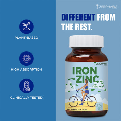 iron & zinc supplements made with 100% plant based and clinically tested with high absorption