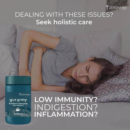 A women dealing with issues like low immunity, indigestion and inflammation