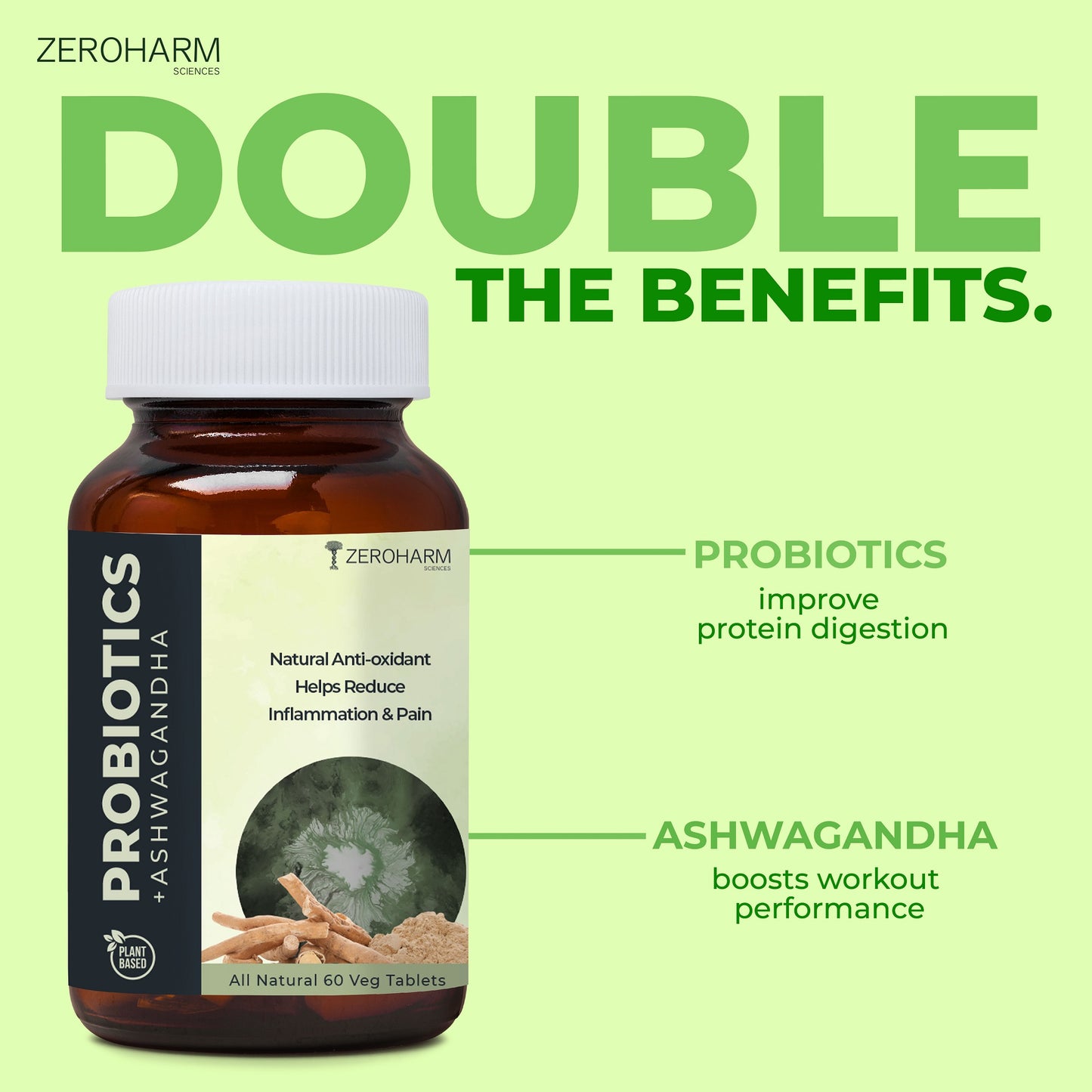 probiotic with ashwagandha helps with protein digestion and workout performance